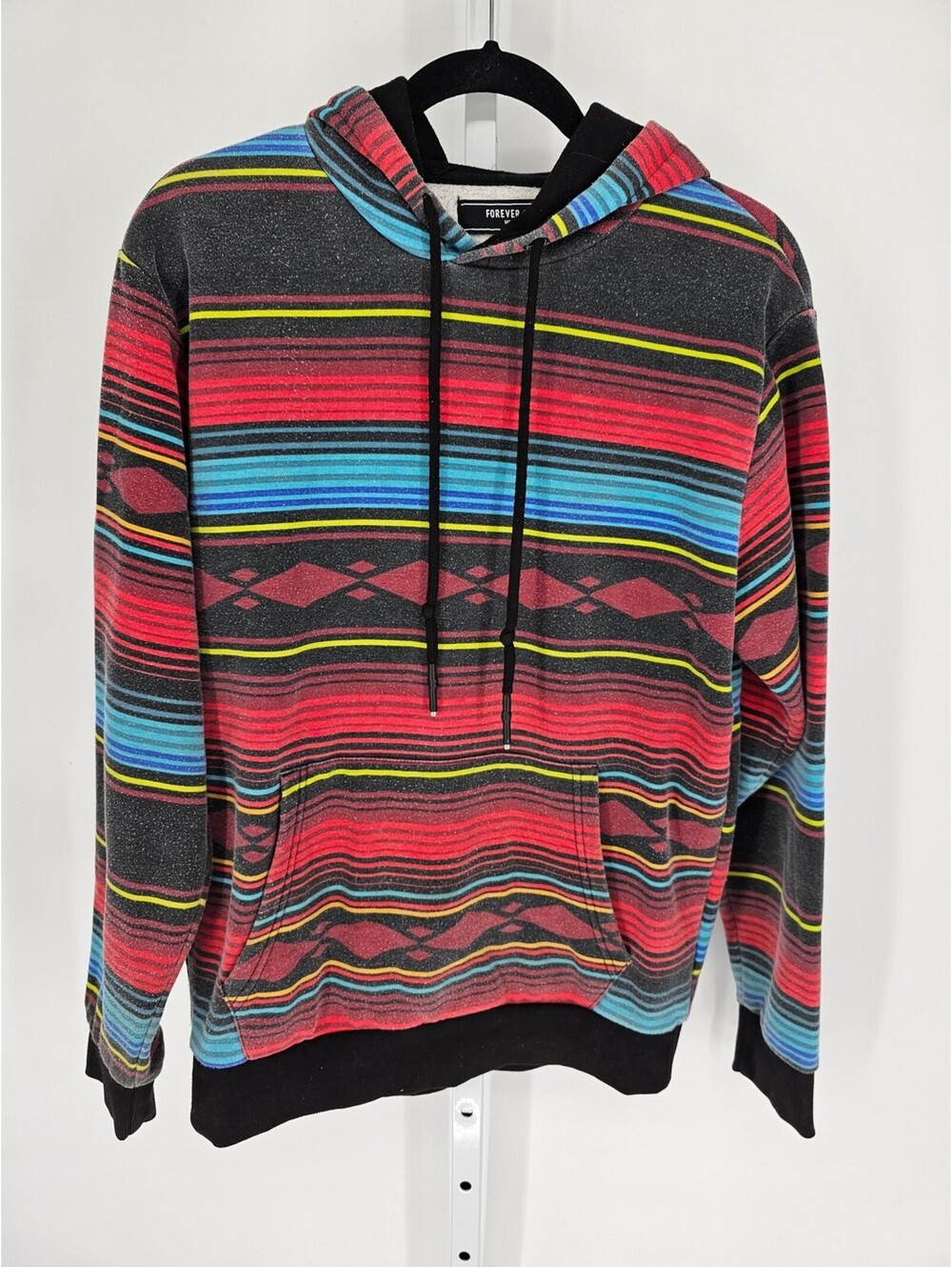 FOREVER 21 Men's Multicolor Striped Long Sleeve Casual Hoodie Size S